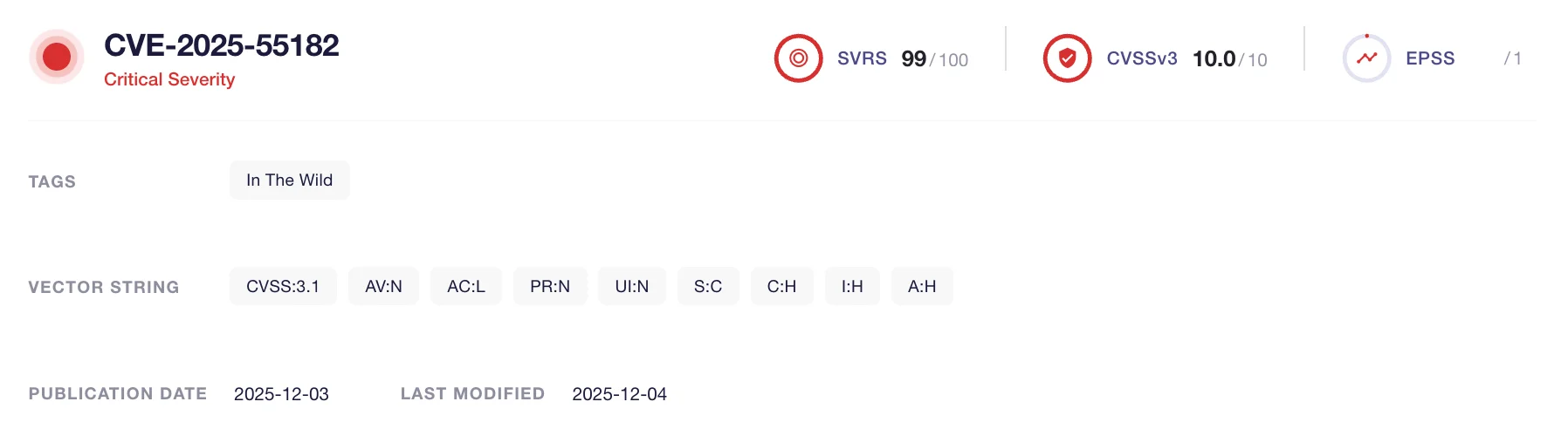 CVE-2025-55182 (SOCRadar Labs CVE Radar)
