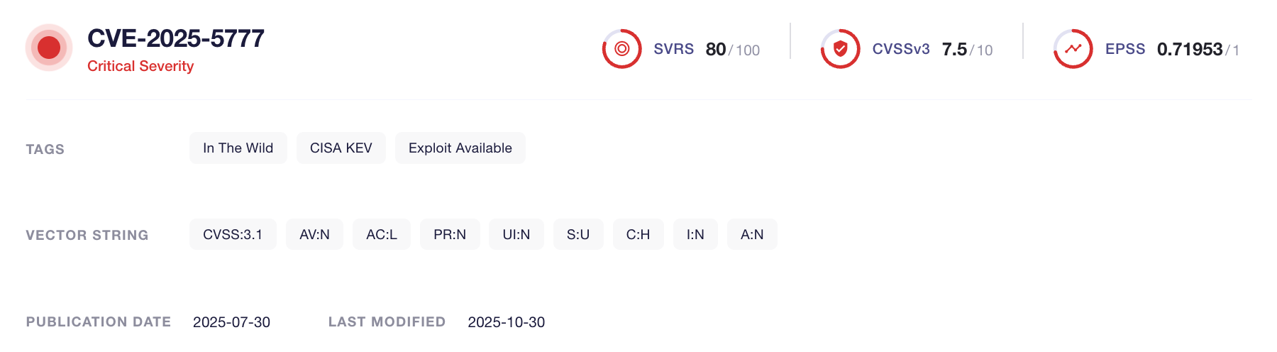CVE-2025-5777 (SOCRadar Vulnerability Intelligence)