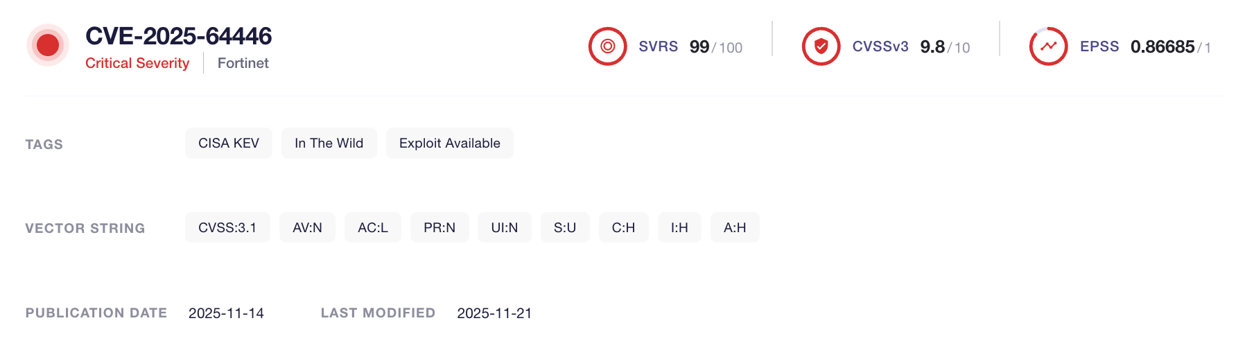 CVE-2025-64446 (SOCRadar Vulnerability Intelligence)
