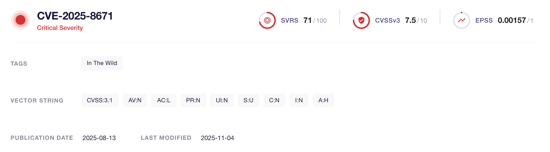 CVE-2025-8671 (SOCRadar Vulnerability Intelligence)