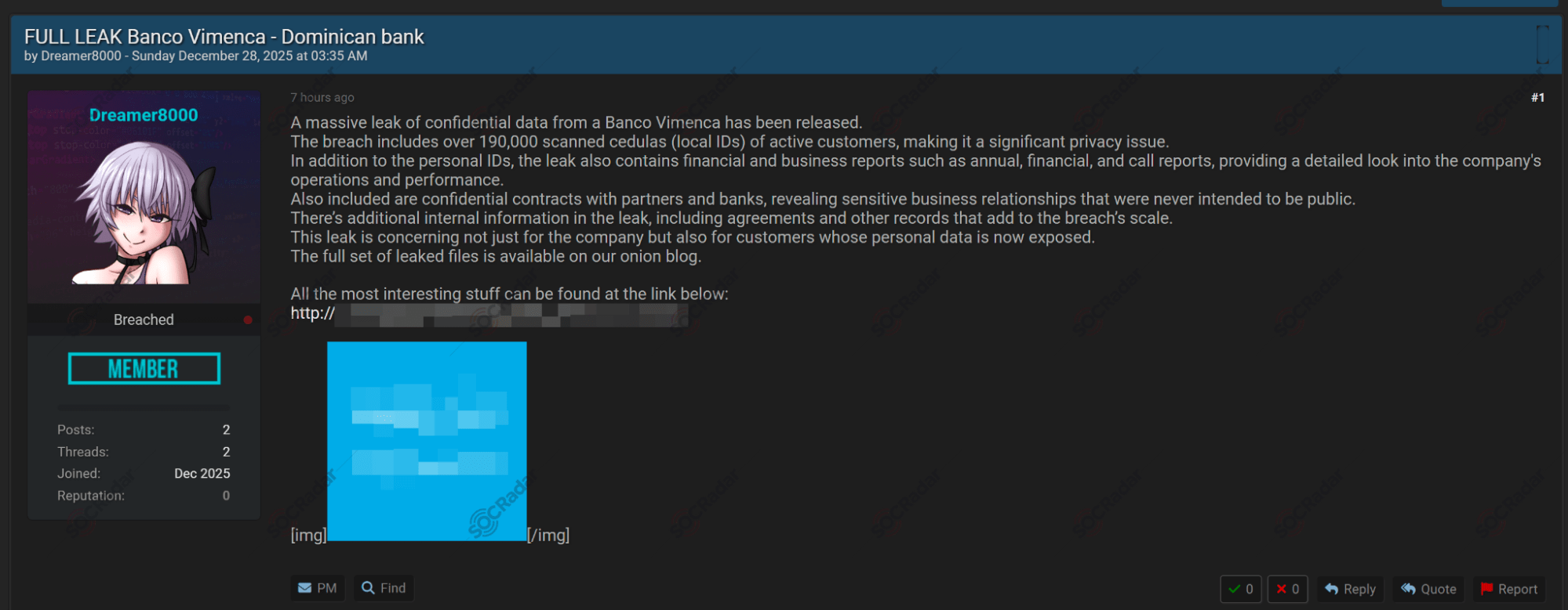 The Alleged Database of Banco Vimenca is Leaked