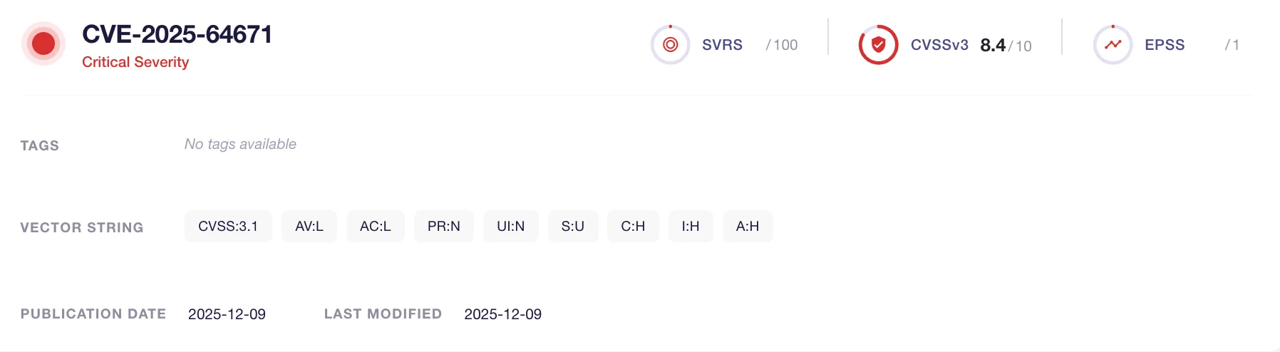 Details of CVE-2025-64671 (SOCRadar Labs, CVE Radar)