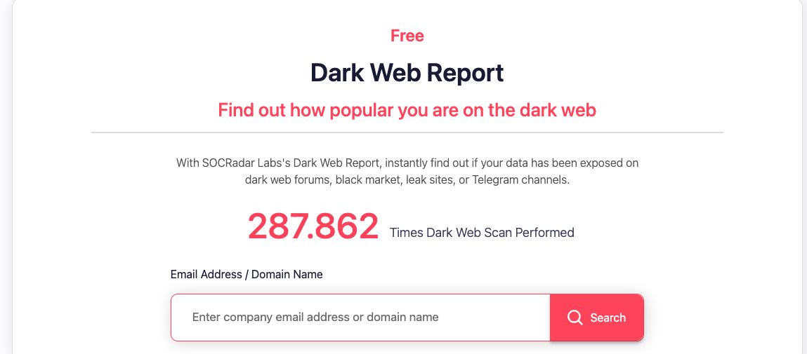 SOCRadar Labs Free Dark Web Report