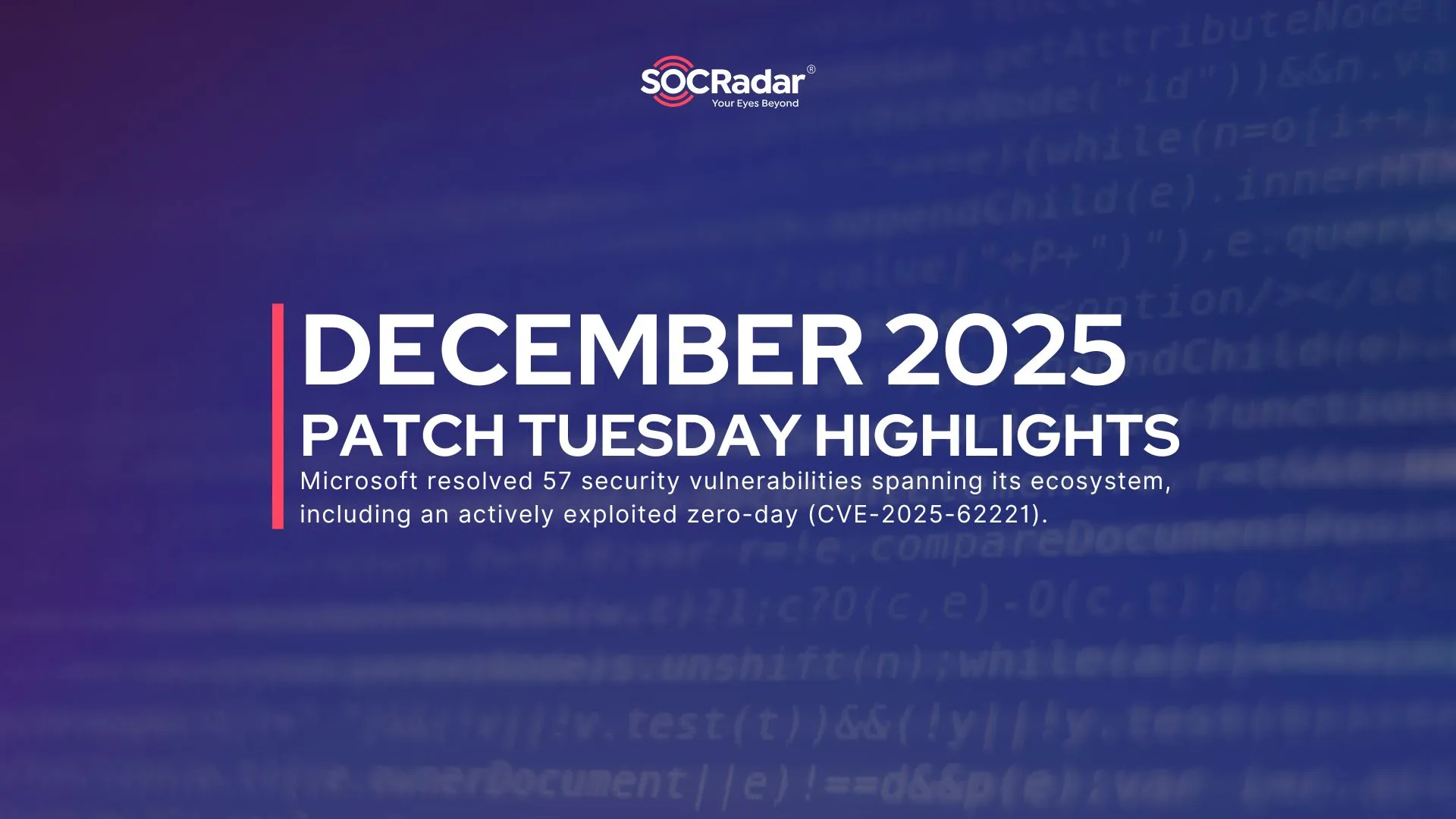 SOCRadar® Cyber Intelligence Inc. | December 2025 Patch Tuesday: 3 Zero-Days Fixed, CVE-2025-62221 Actively Exploited