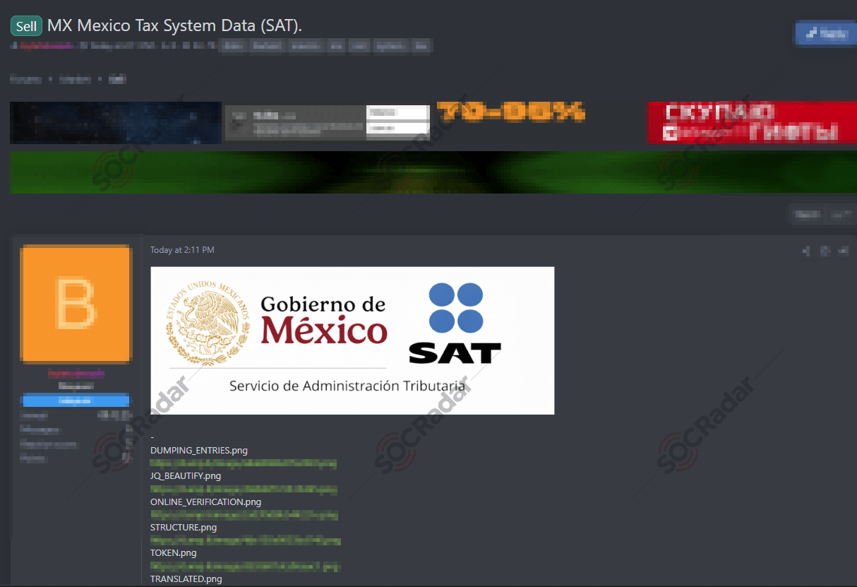 The Alleged Data of a Mexican Tax System are on Sale