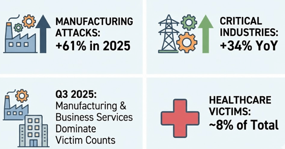 Top industries targeted by ransomware actors in 2025