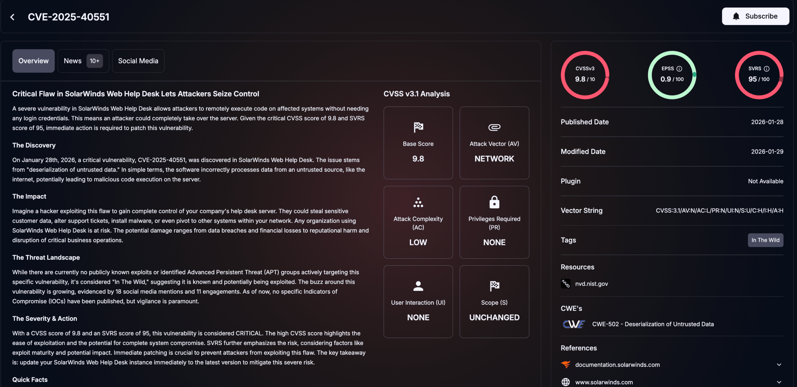 Details of CVE-2025-40551 (SOCRadar Vulnerability Intelligence)