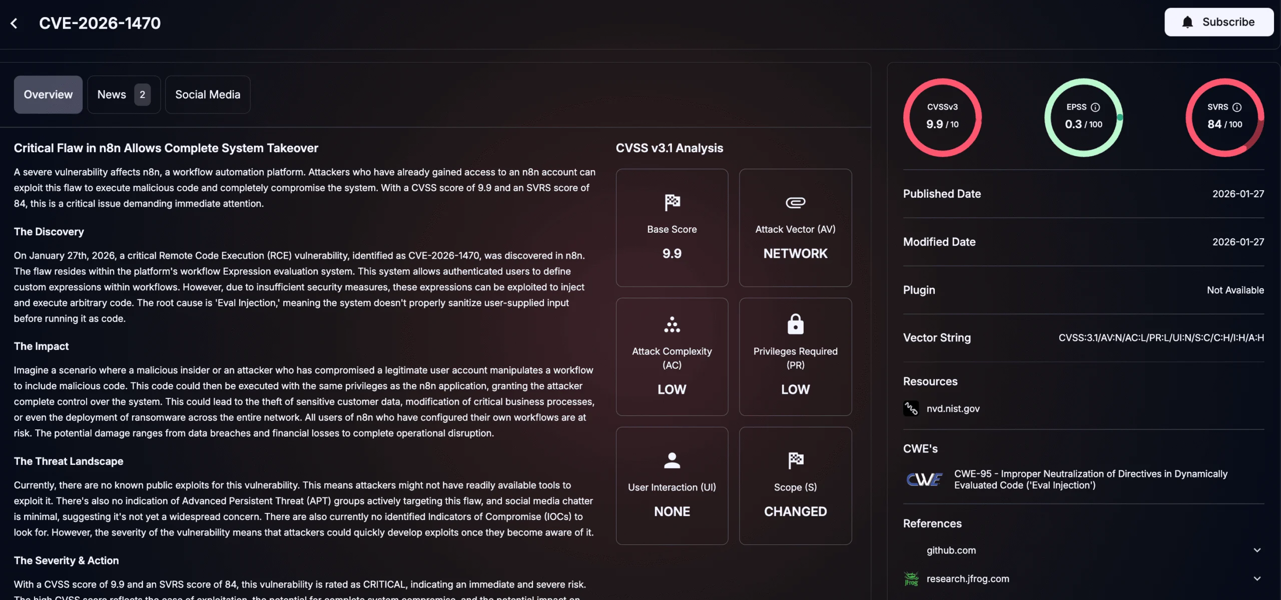 Details of CVE-2026-1470 (SOCRadar Vulnerability Intelligence)