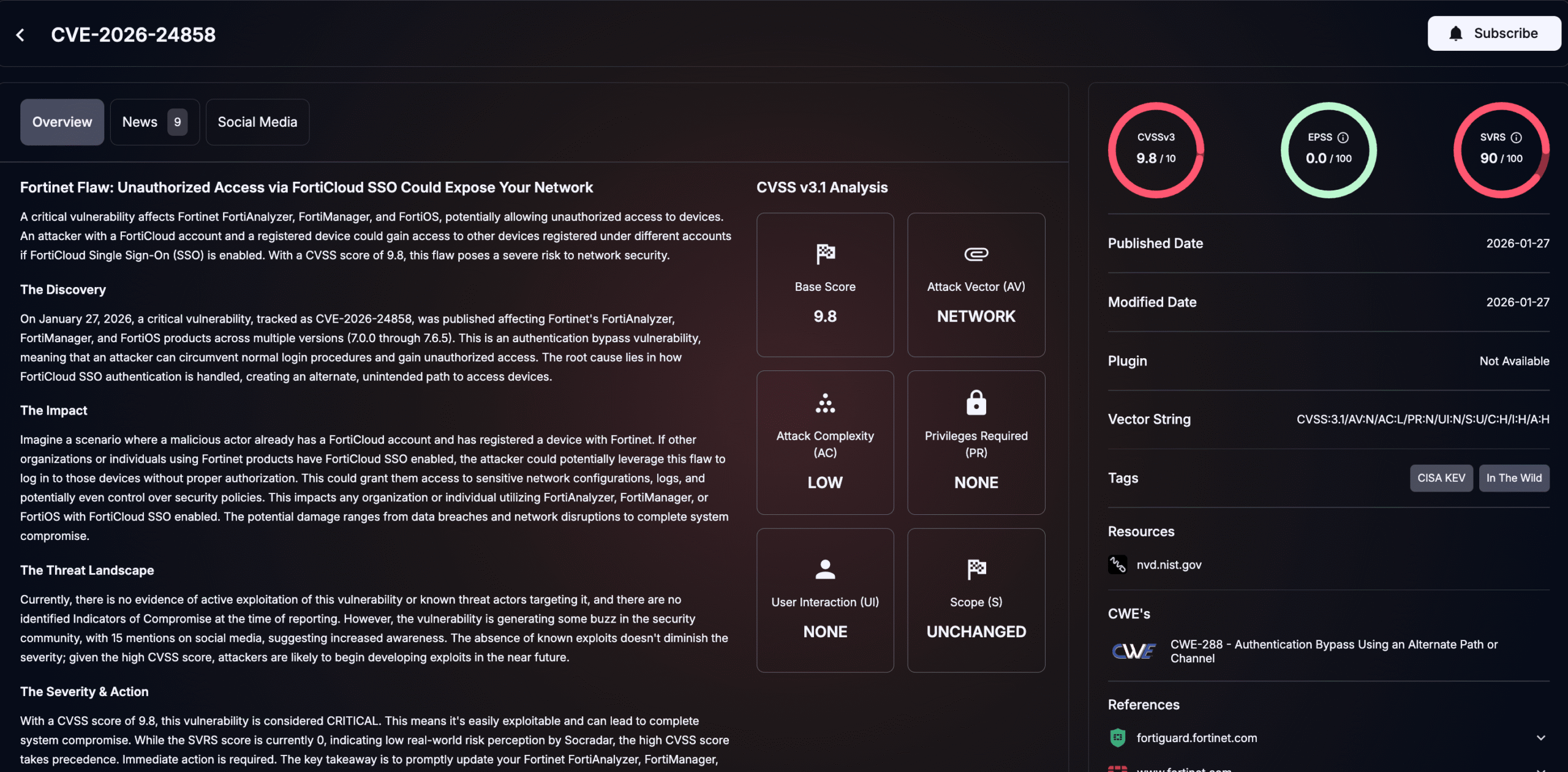 Details of CVE-2026-24858 (SOCRadar Vulnerability Intelligence)