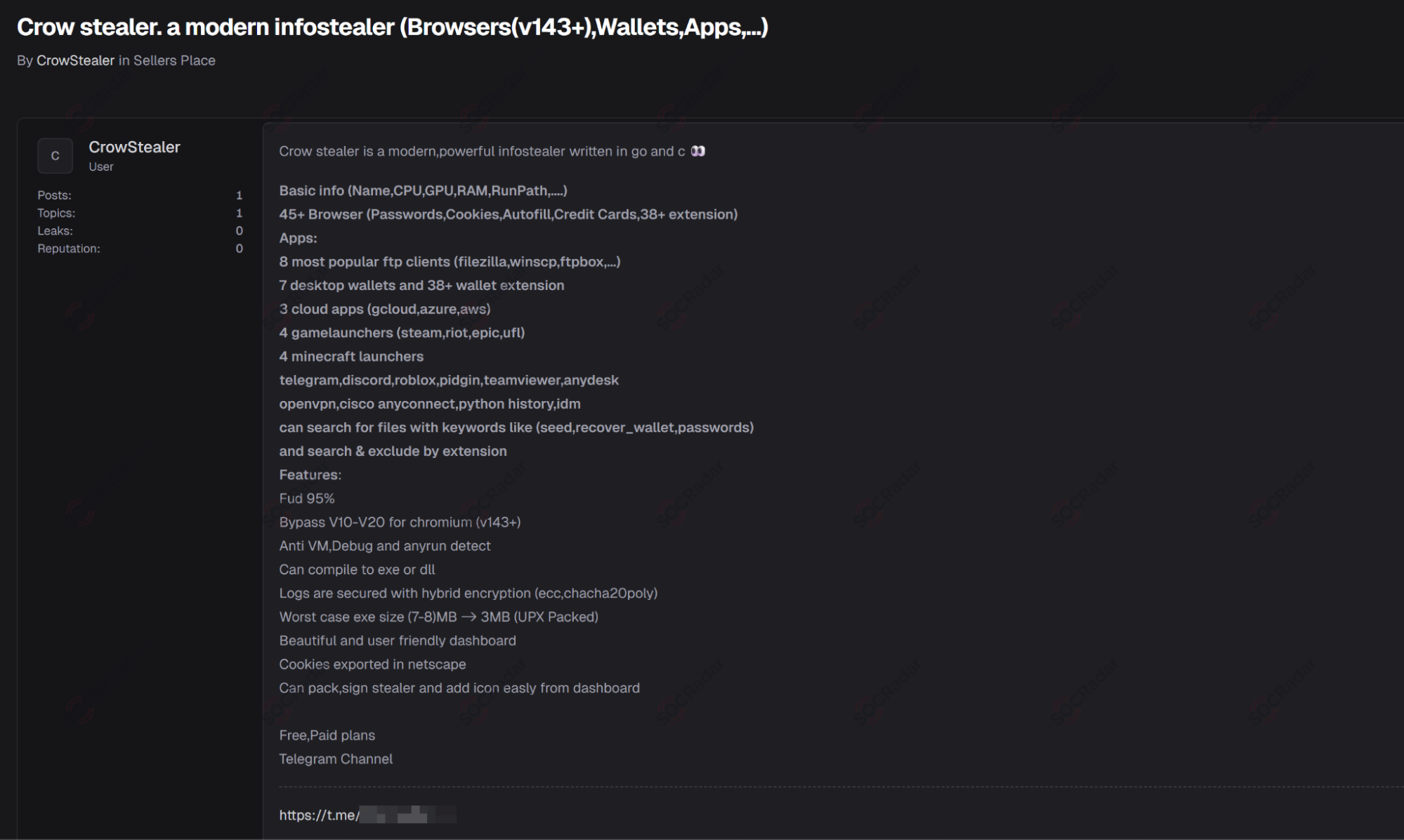 New Crow Stealer Tool Sale is Detected