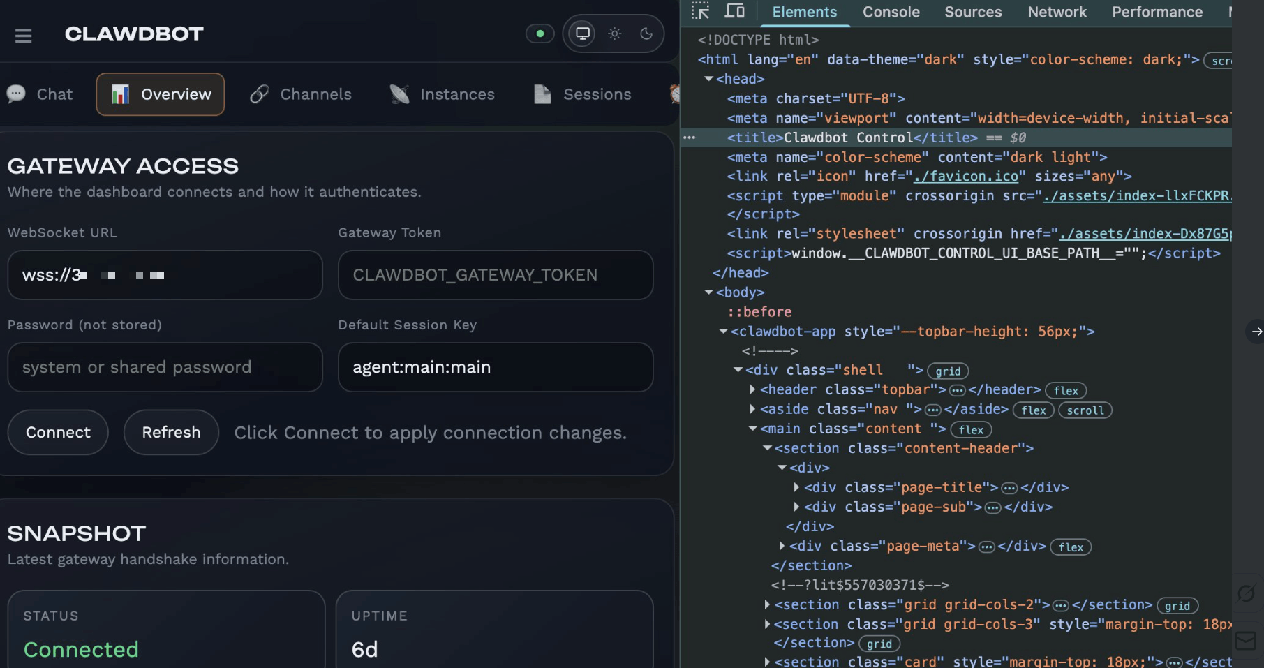 Screenshot showing an exposed Clawdbot control server (Source: X)