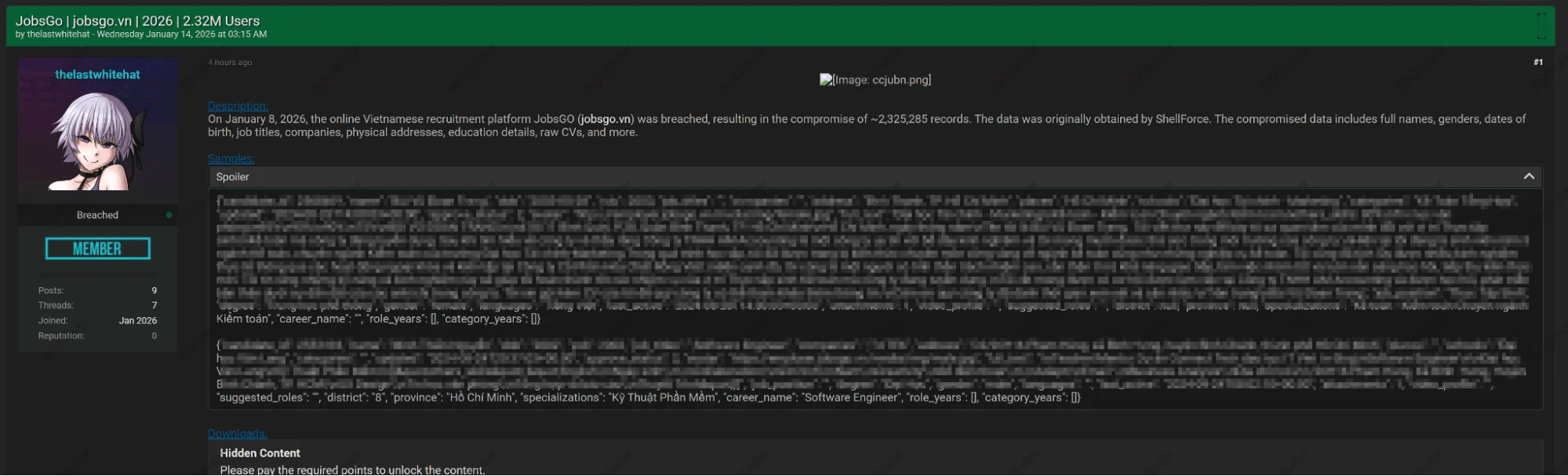 Alleged Database of JobsGo is Leaked