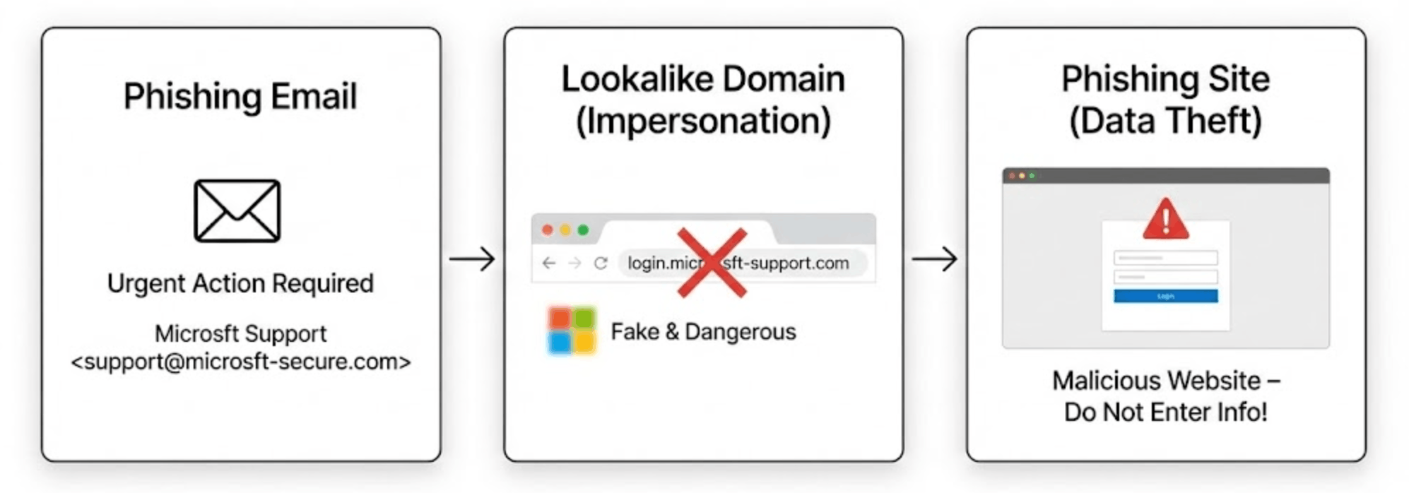 Example use of lookalike/fake domains in brand impersonation