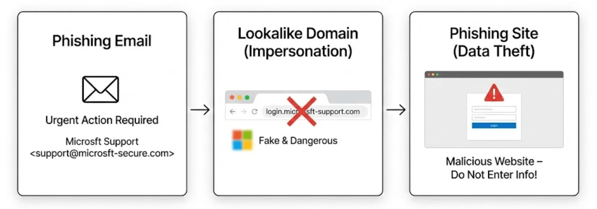 Example use of lookalike/fake domains in brand impersonation