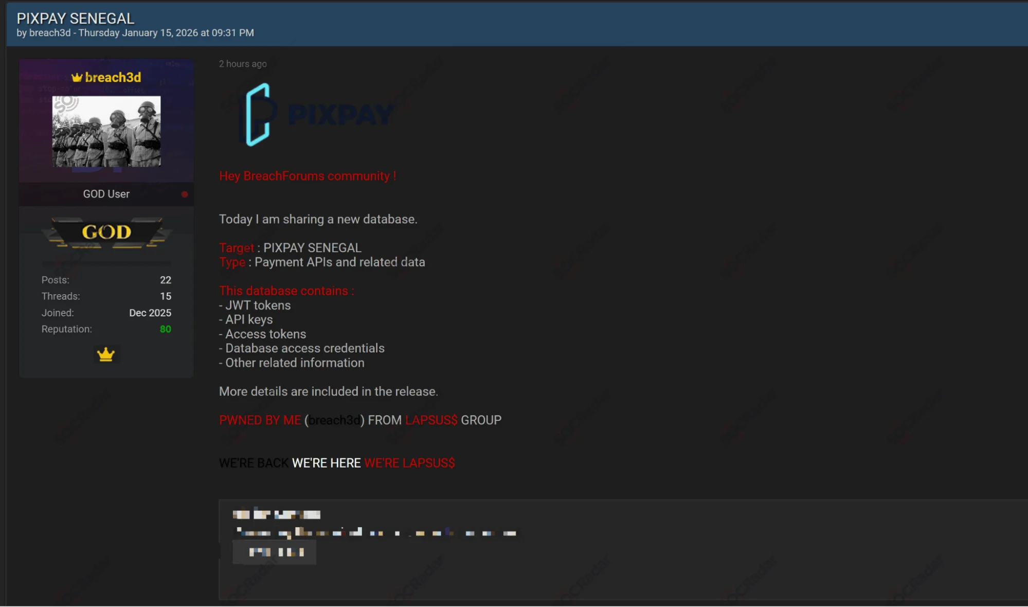 Alleged Database of PIXPAY is Leaked