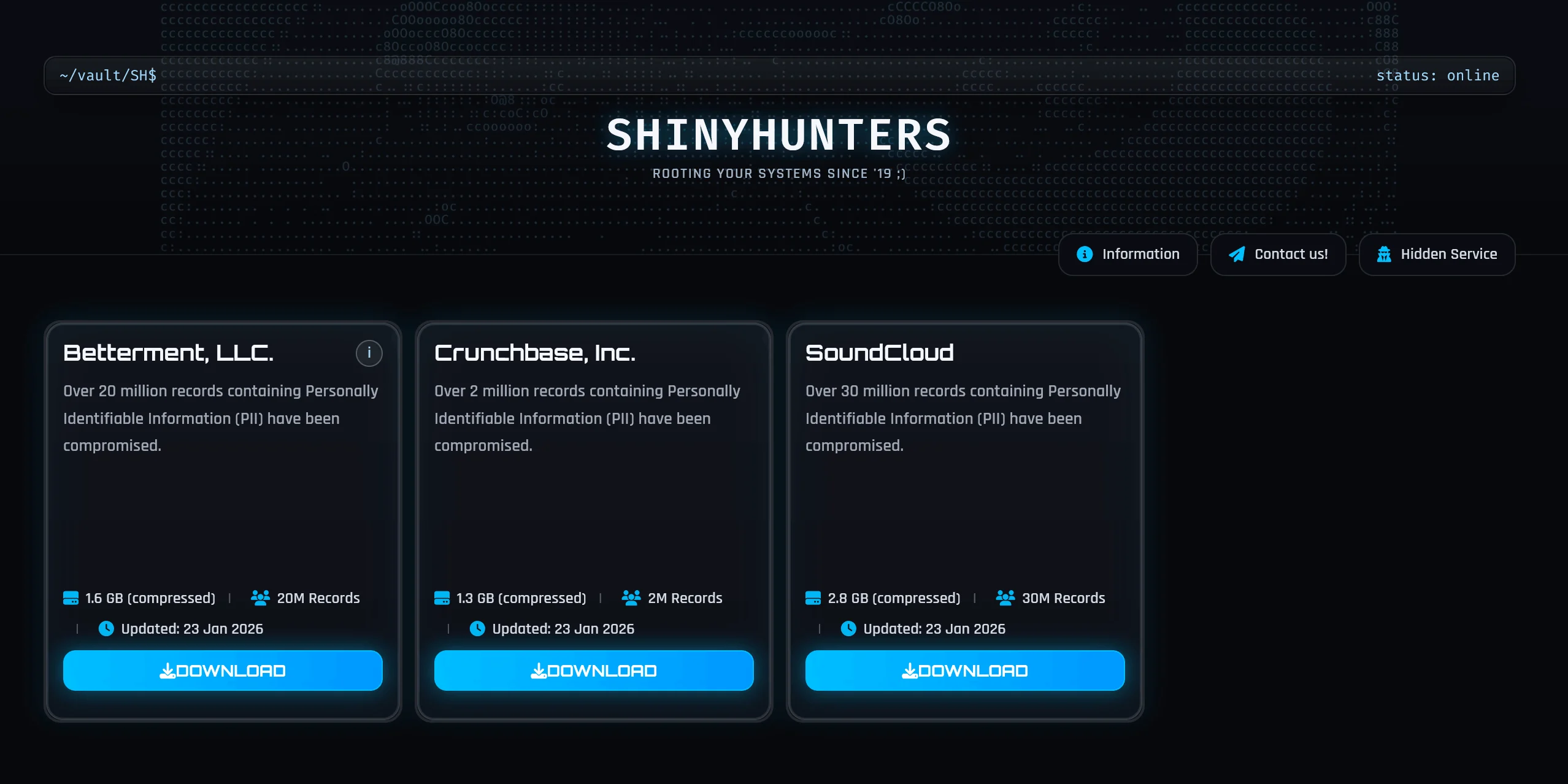 The leak site of ShinyHunters lists Betterment, Crunchbase, and SoundCloud as victims as the group claims responsibility for the Okta vishing campaign.