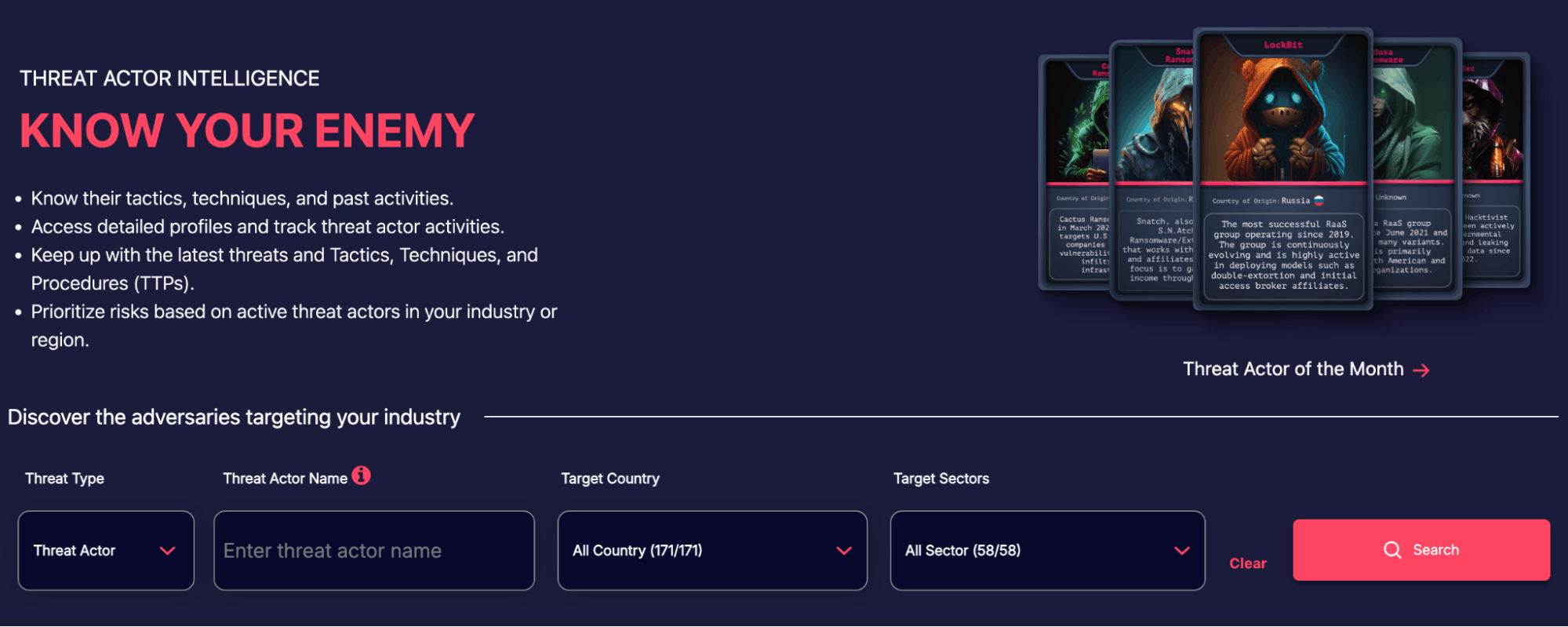 Filter threat actors by target country, industry sector, and threat type using SOCRadar’s Free Tools, helping security teams identify which adversaries are actively targeting organizations like theirs and prioritize defenses accordingly.