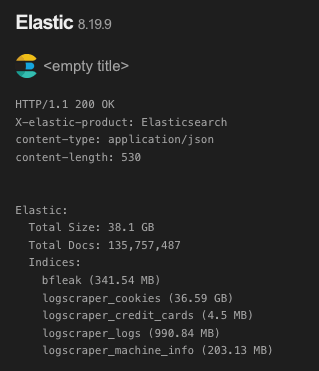 Elasticsearch index containing infostealer log collections