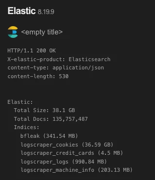 Elasticsearch index containing infostealer log collections