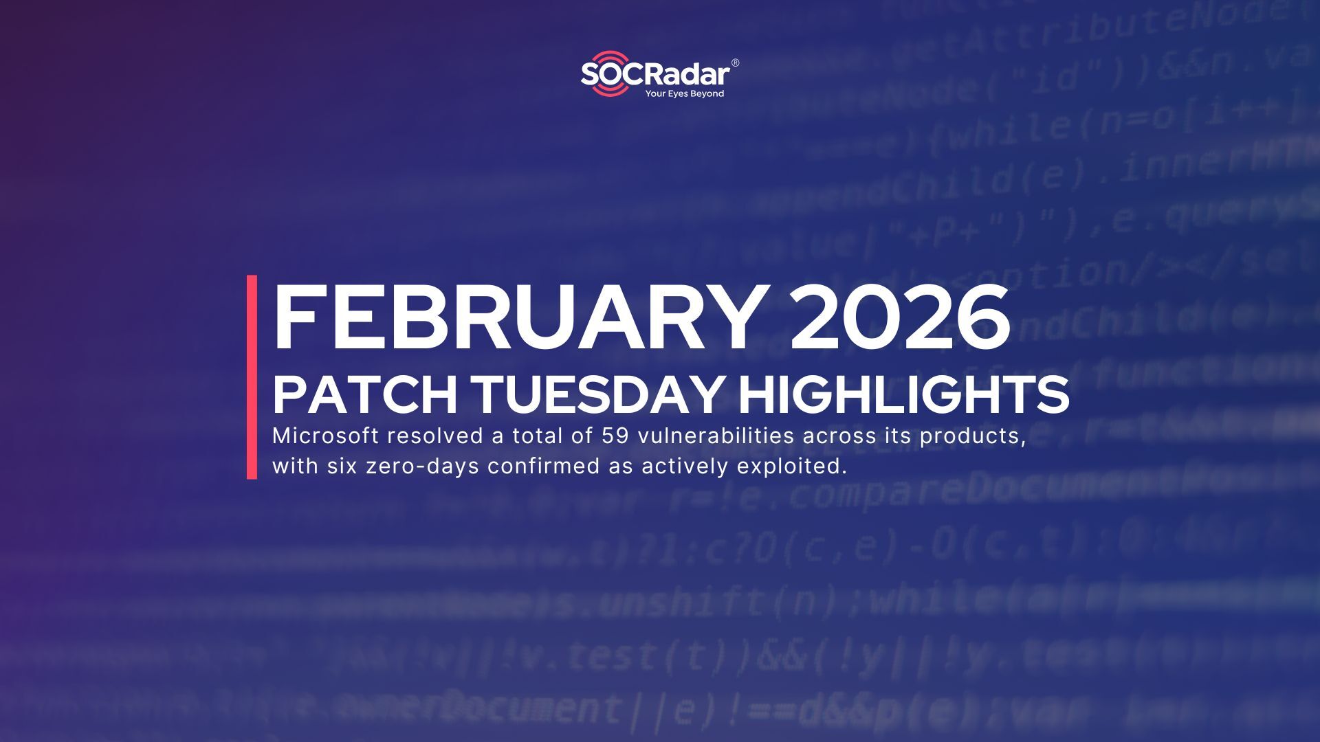 SOCRadar® Cyber Intelligence Inc. | February 2026 Patch Tuesday: Six Active Zero-Days & 53 Other Flaws Addressed