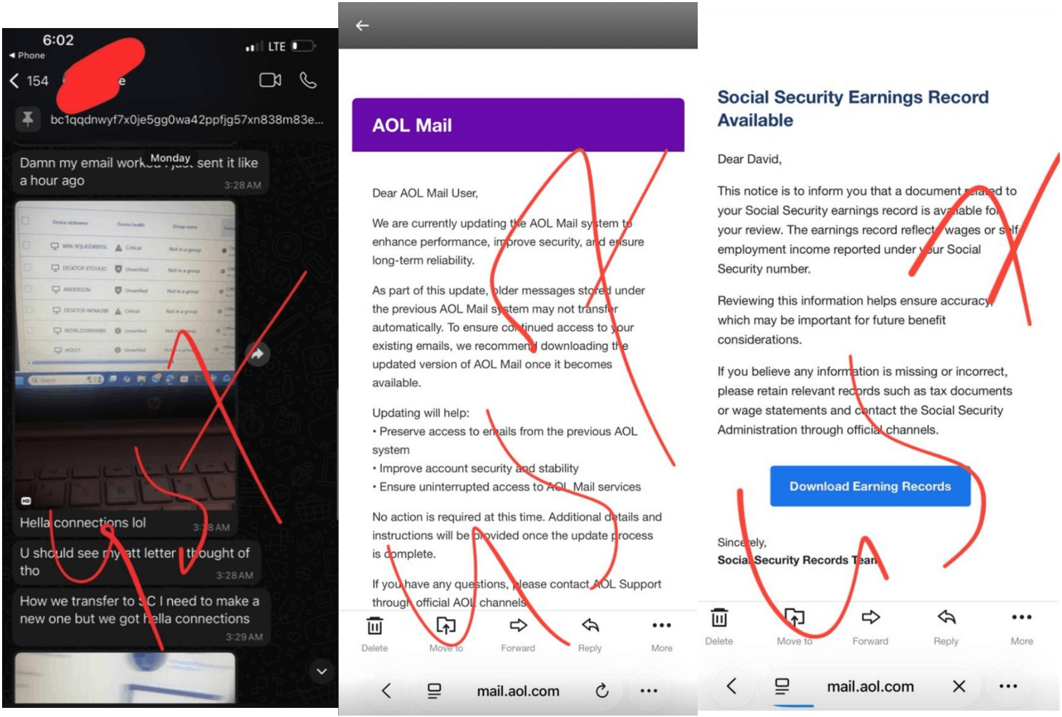 Signed screenshots provided by the threat actor
