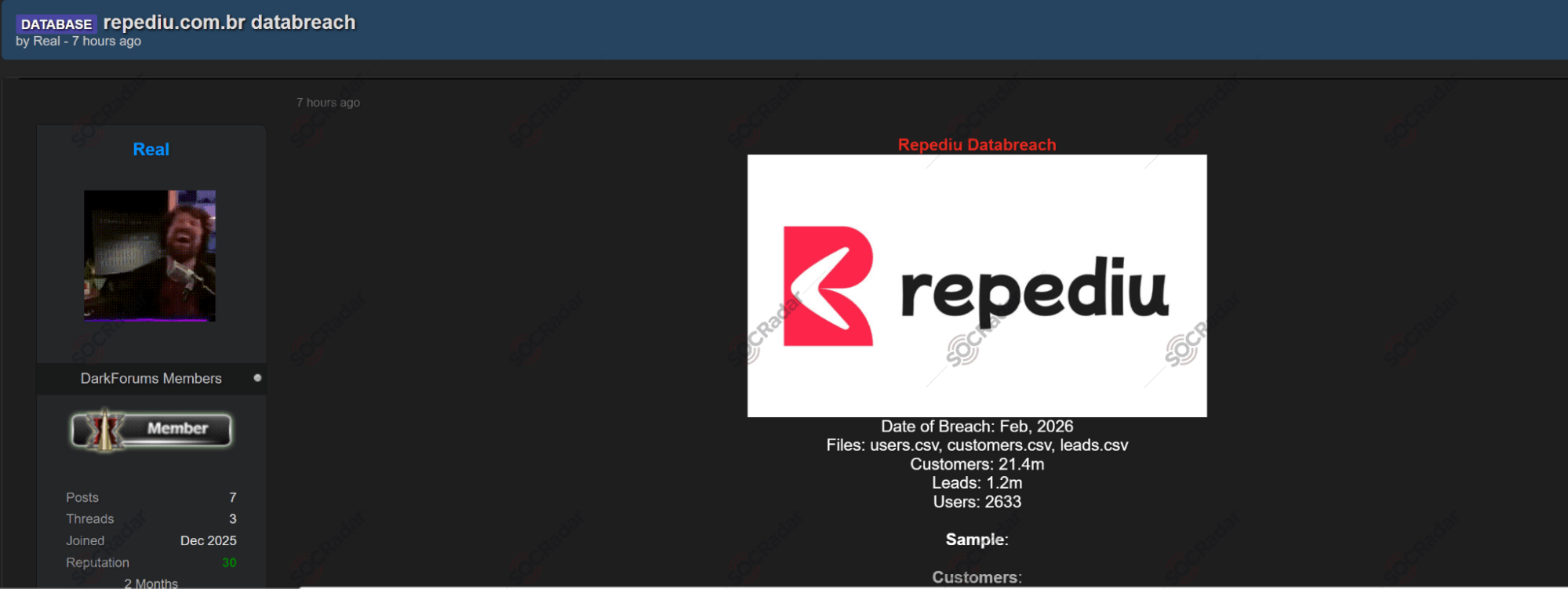 Alleged Database of Repediu Is Leaked
