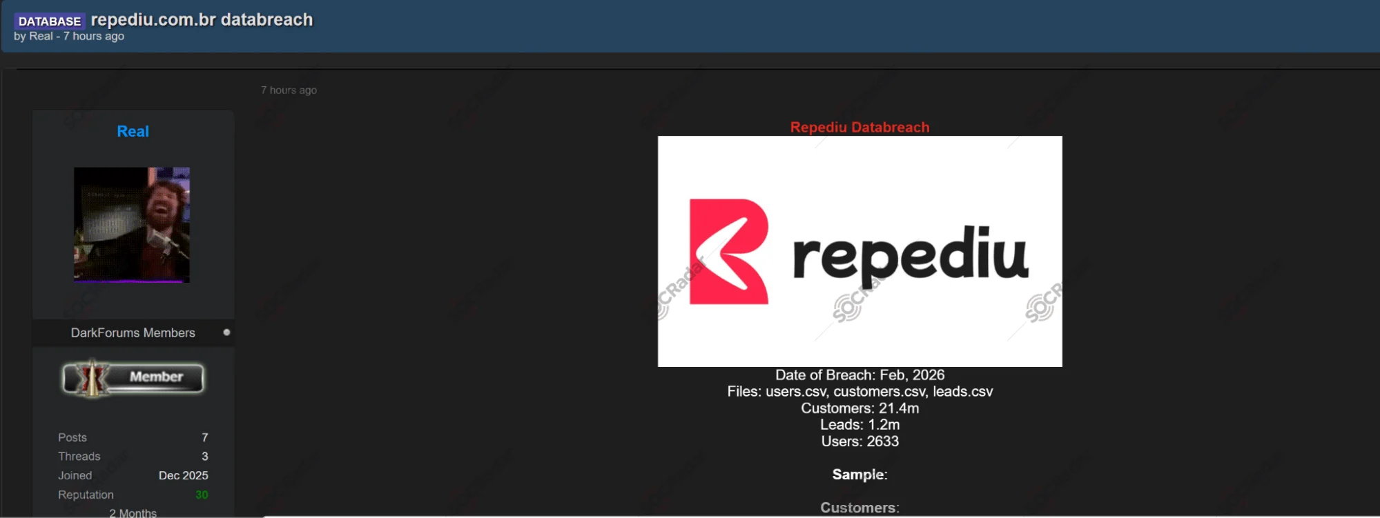 Alleged Database of Repediu Is Leaked