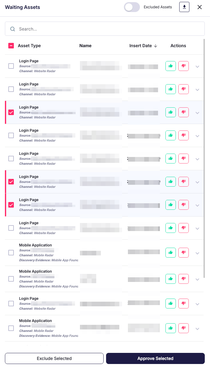 You can review pending assets and act on them efficiently