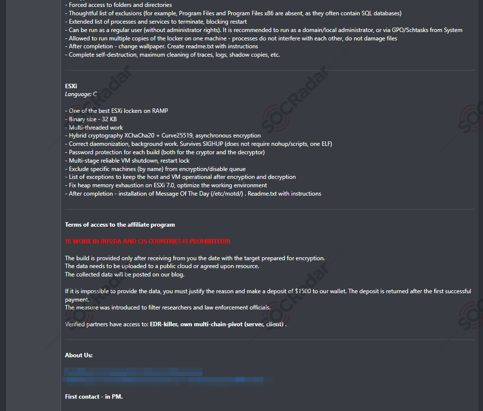 Further features of The Gentlemen’s RaaS (SOCRadar Dark Web News)