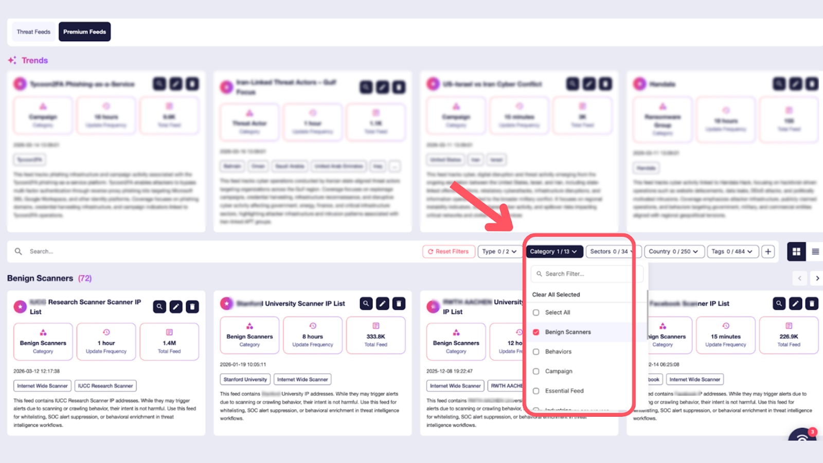 Filtering Premium Feeds by the 