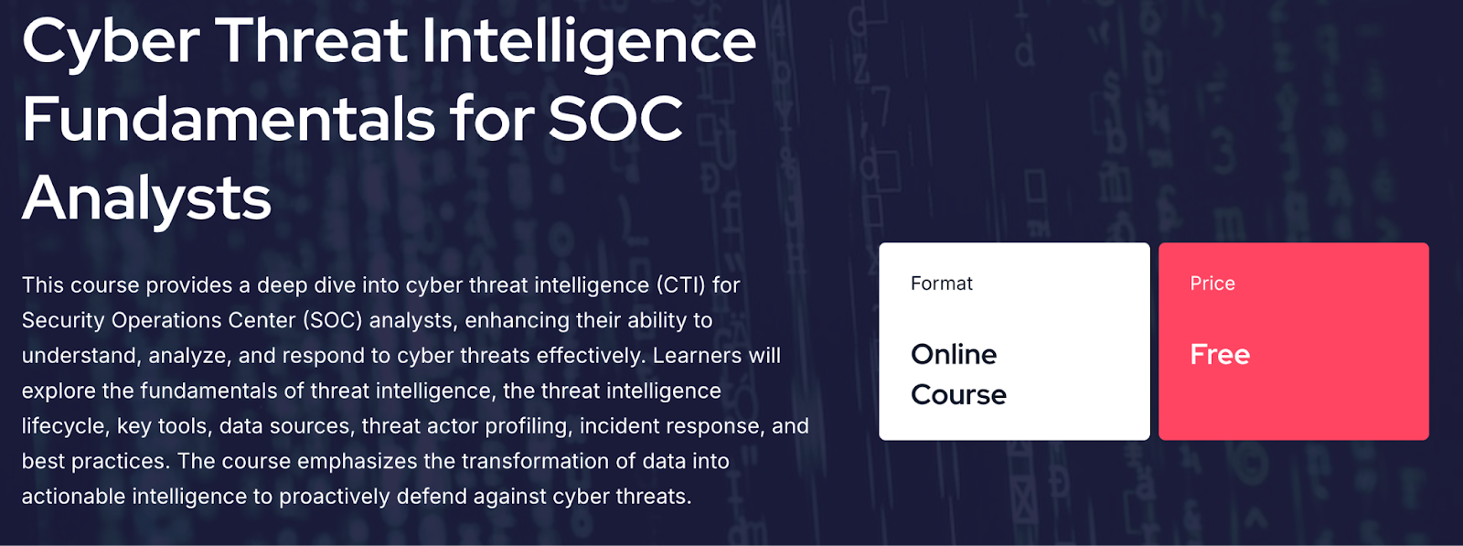 Cyber Threat Intelligence Fundamentals for SOC Analysts training from SOCRadar