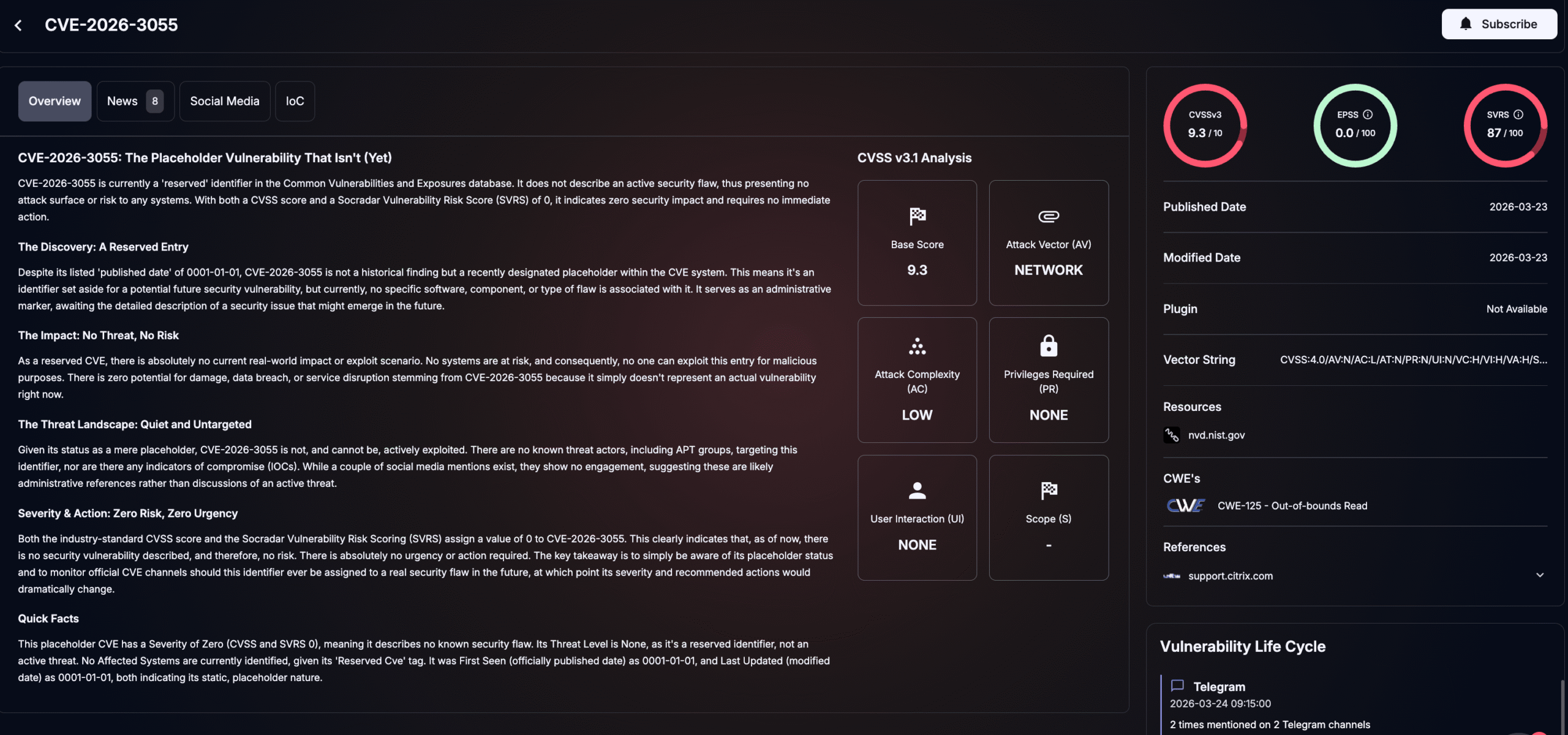 Details of CVE-2026-3055 (SOCRadar Vulnerability Intelligence)