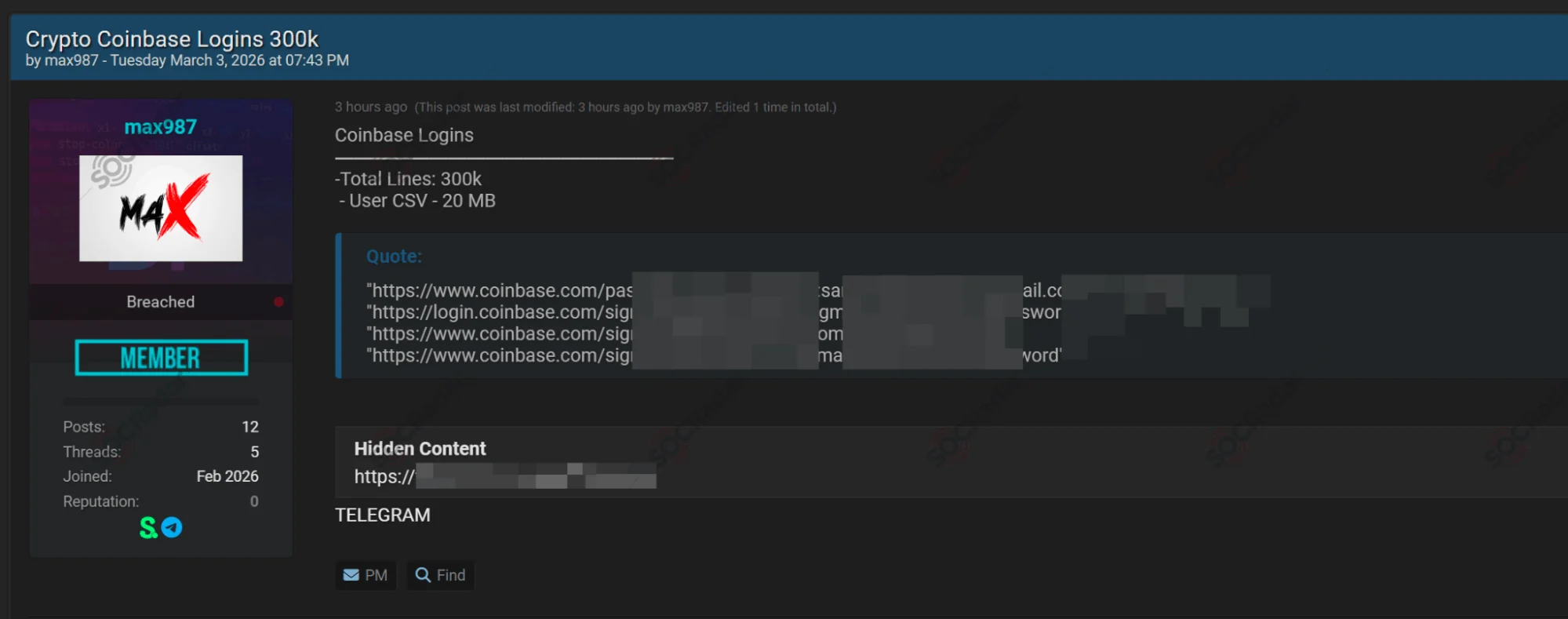 The Alleged Login Data of Coinbase are Leaked