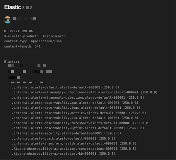 Elasticsearch dashboard showing 92 GB and over 676 million documents
