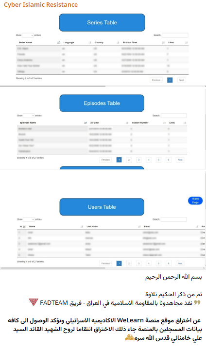 Cyber Islamic Resistance claims breach of Israeli academic platform WeLearn, coordinated with FADTEAM