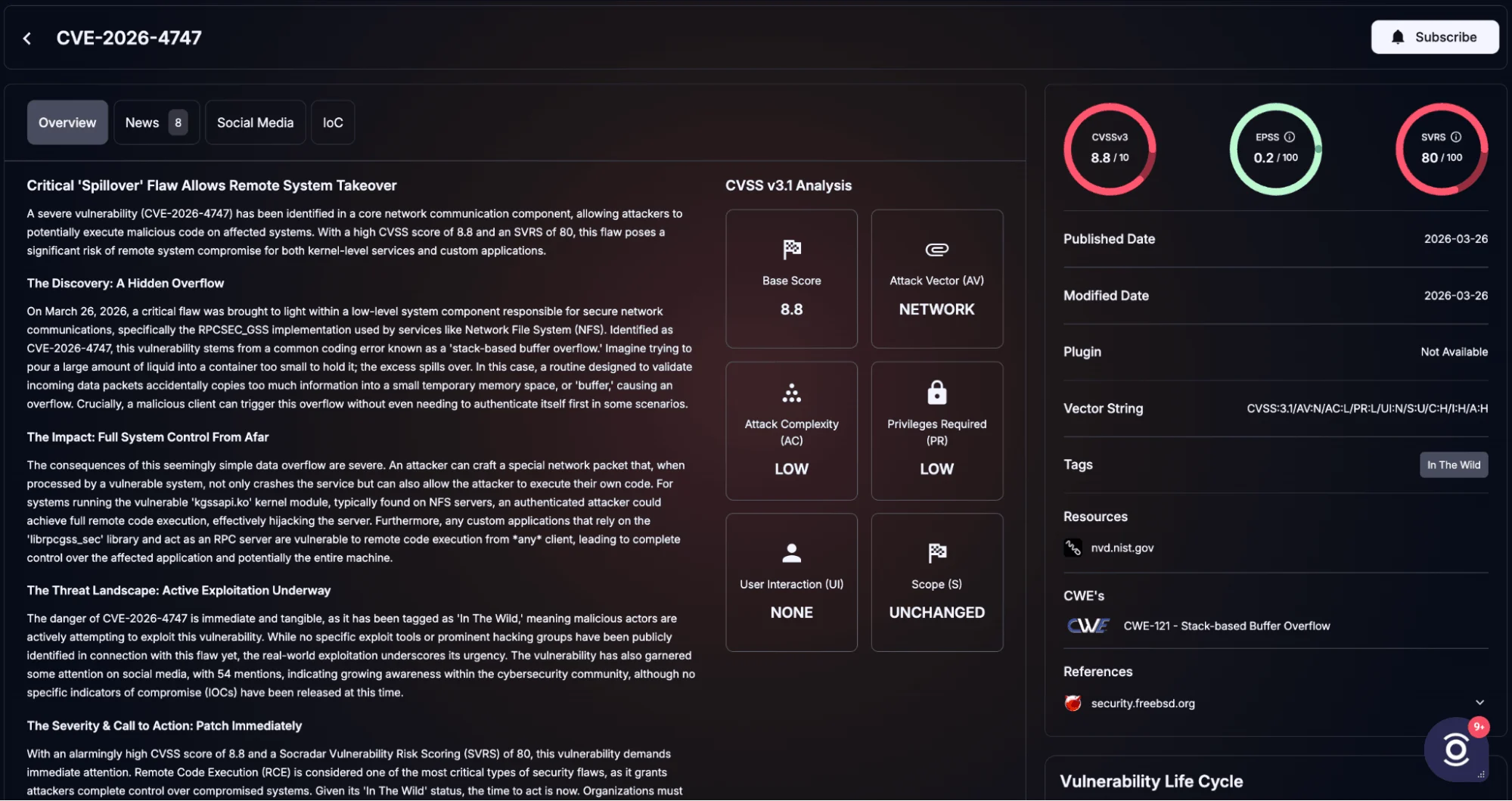 Details of CVE-2026-4747 (SOCRadar Vulnerability Intelligence)