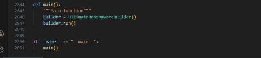 Screenshot shared in the threat actor’s Telegram channel, showing the main function builder, UltimateRansomwareBuilder