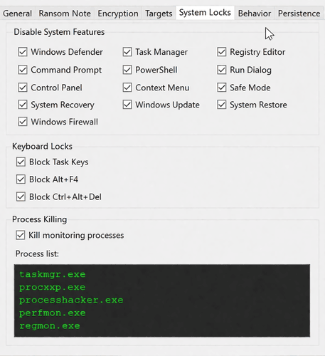 Systems Locks tab (Original screenshot generated from scratch using an image model)