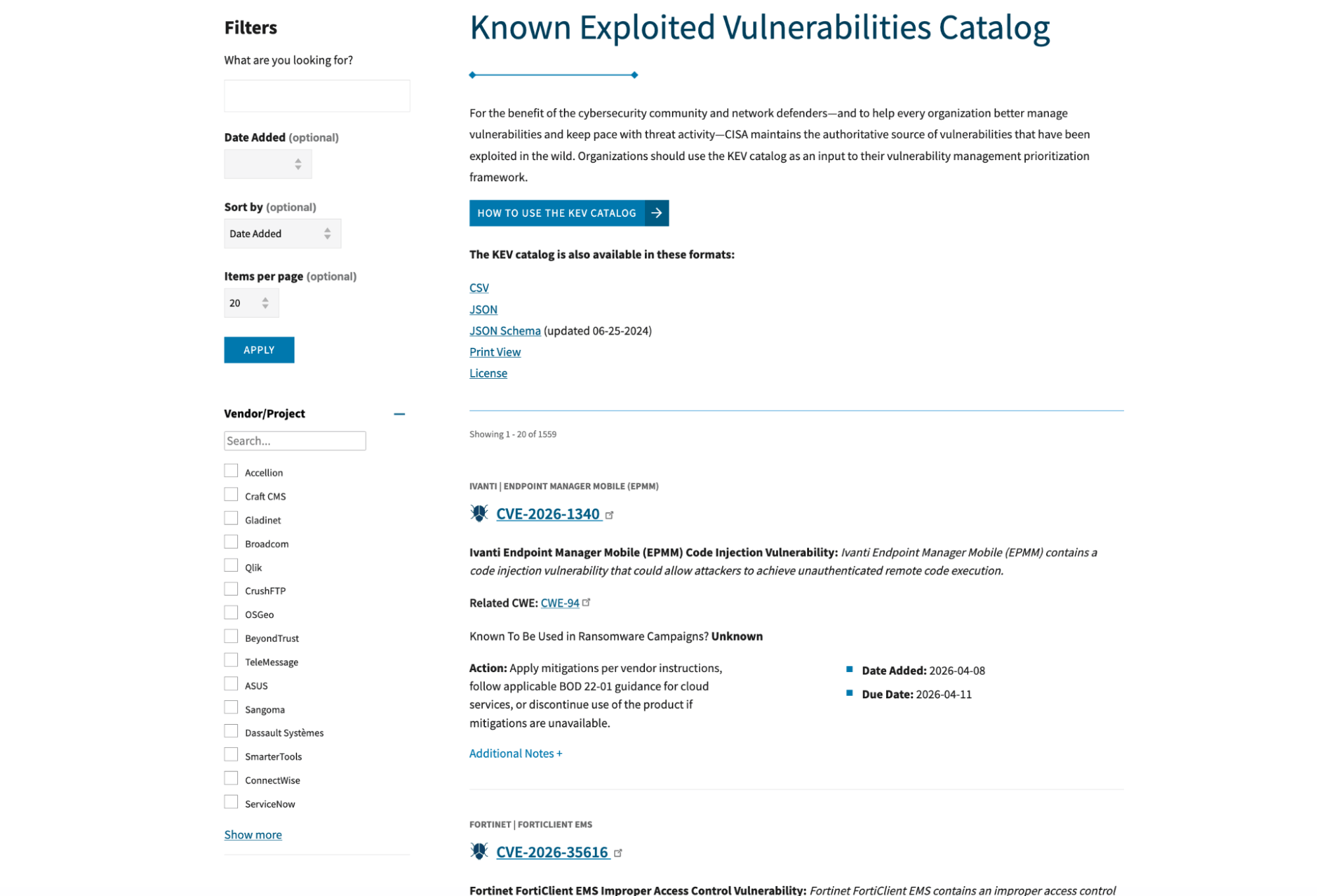 CISA KEV Catalog