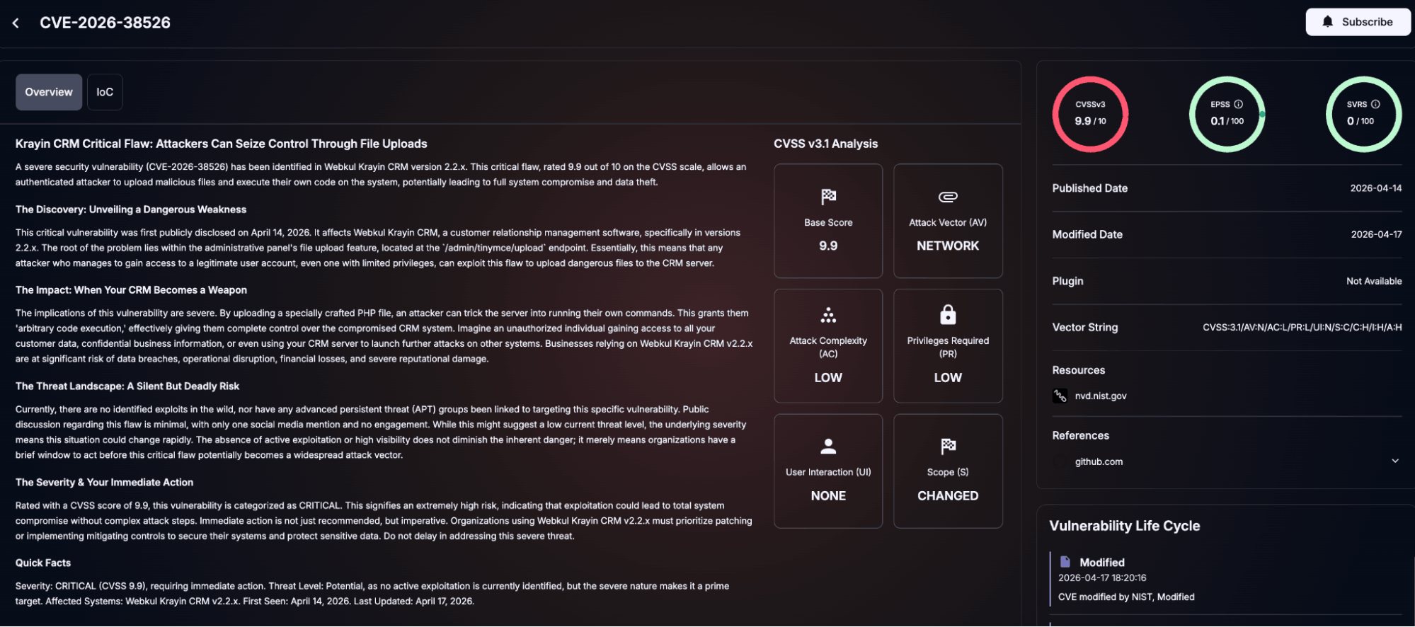 Details of CVE-2026-38526 (SOCRadar Vulnerability Intelligence)