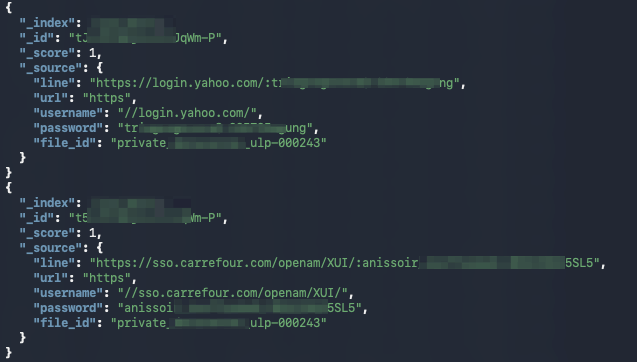 Example ULP records showing credentials tied to specific login URLs, Source