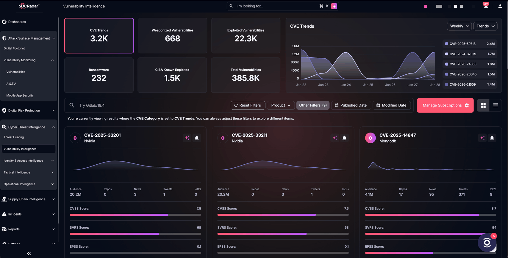 SOCRadar’s Vulnerability Intelligence: Track the latest CVEs, updates & exploits