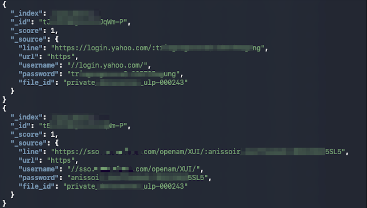 Example ULP records showing credentials tied to specific login URLs