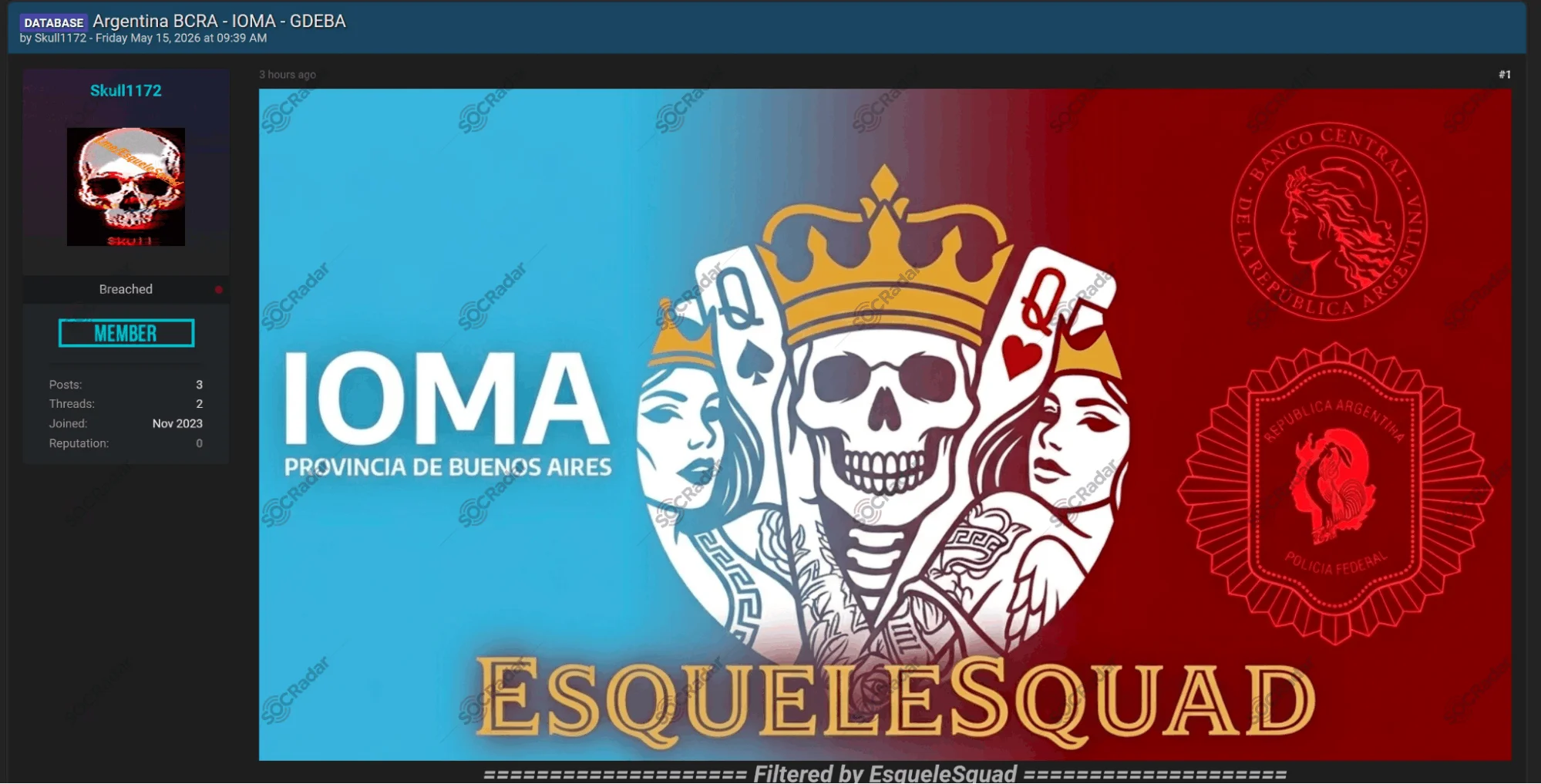 Alleged Argentina BCRA IOMA GDEBA Data Leak Claims Are Detected