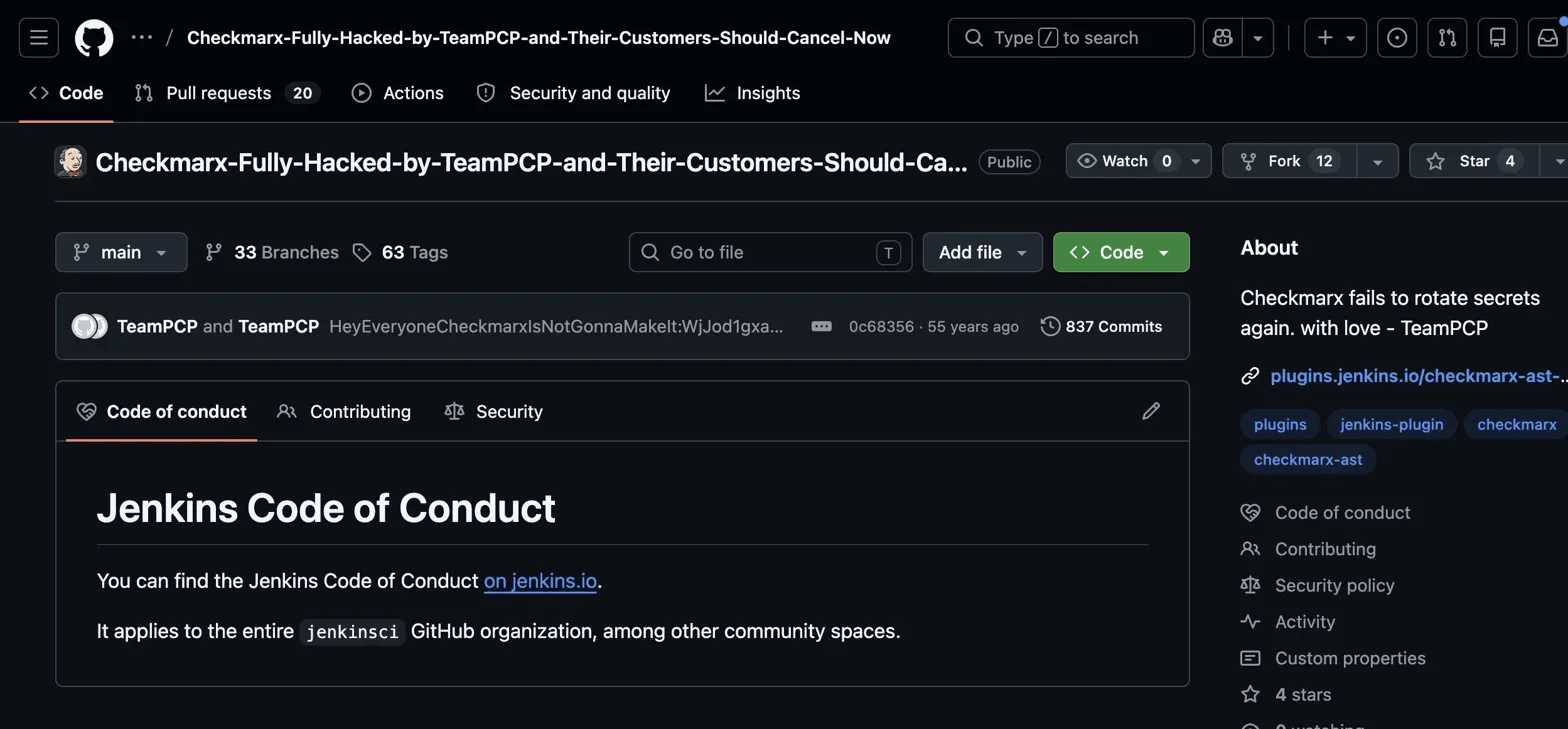 The defaced GitHub repository