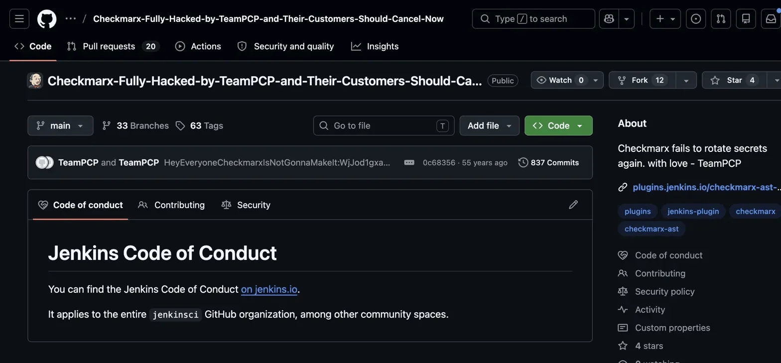 The defaced GitHub repository