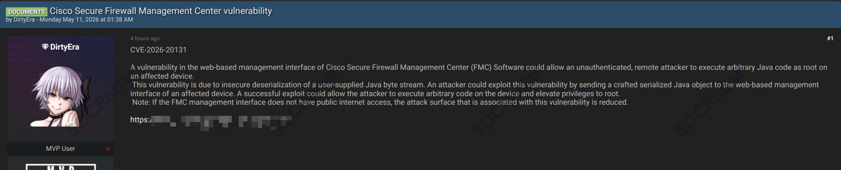 Alleged Cisco FMC RCE Leak is Linked to CVE-2026-20131