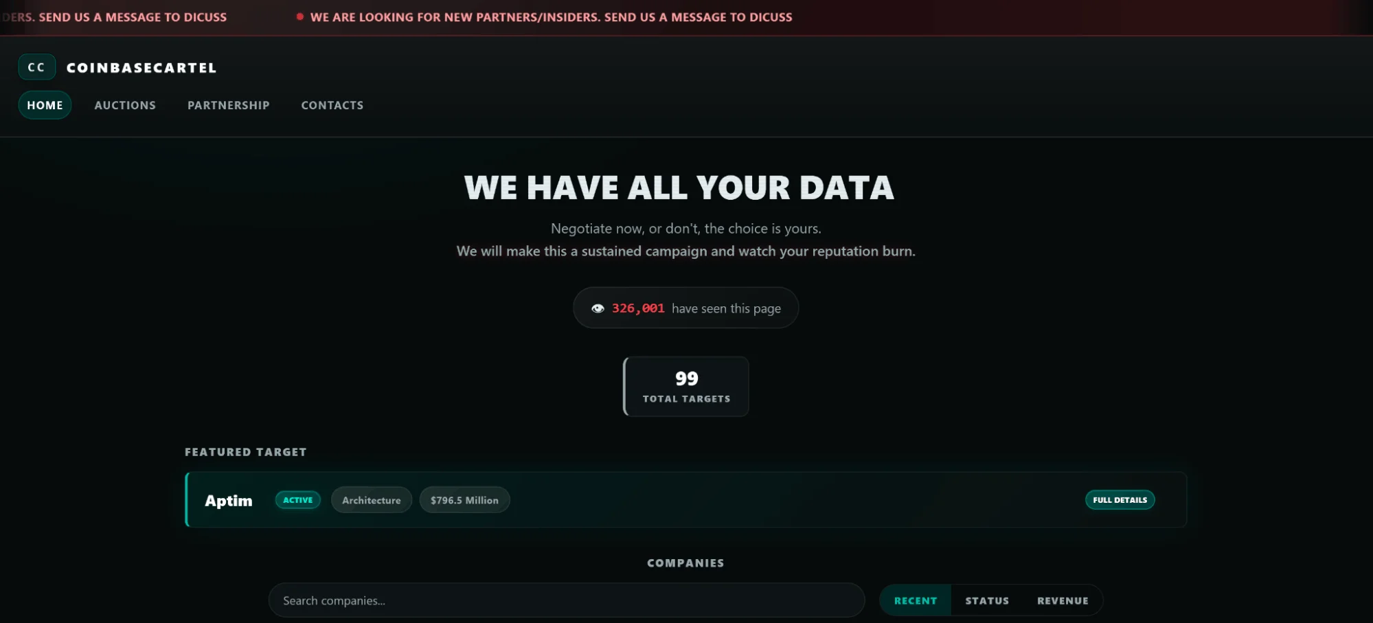 CoinbaseCartel Data Leak Site(DLS)