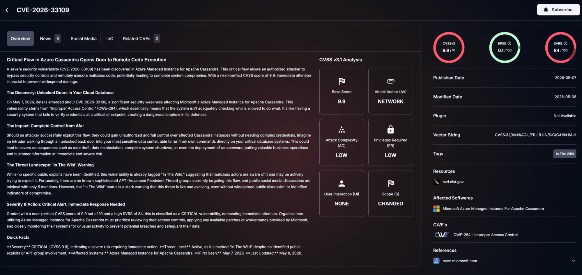 Details of CVE-2026-33109 (SOCRadar Vulnerability Intelligence)