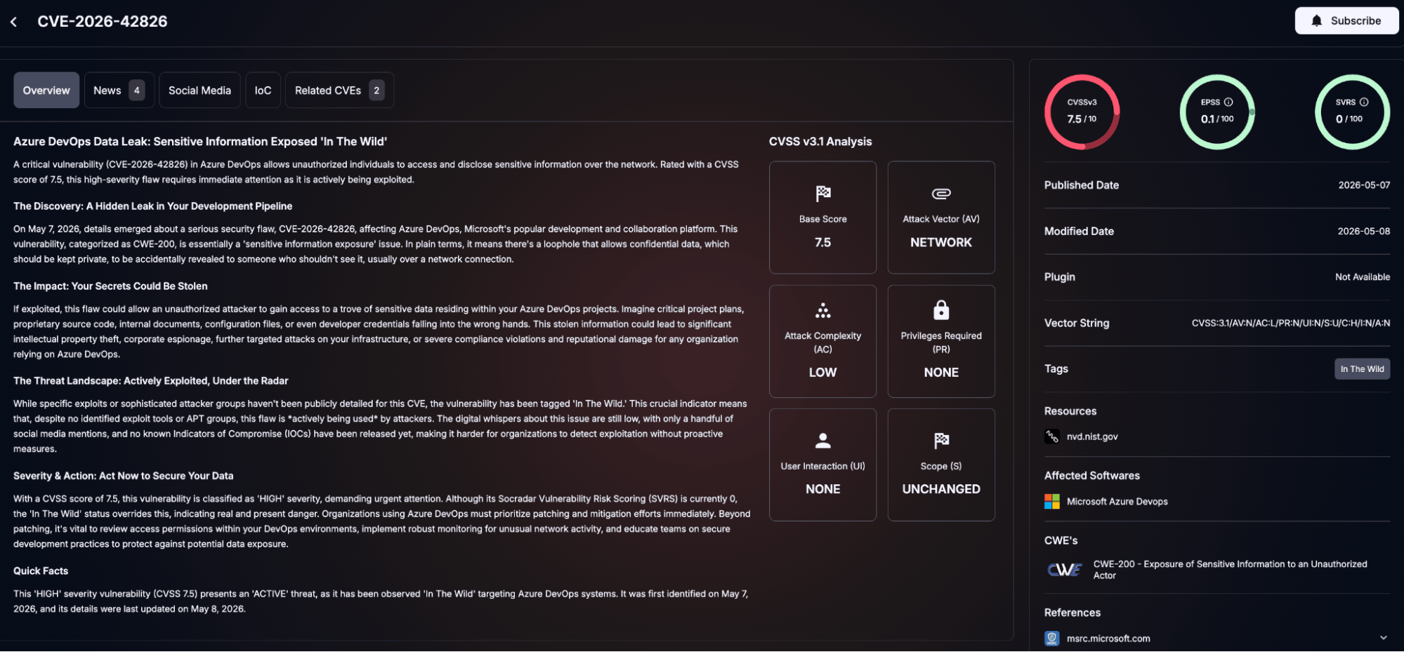 Details of CVE-2026-42826 (SOCRadar Vulnerability Intelligence)